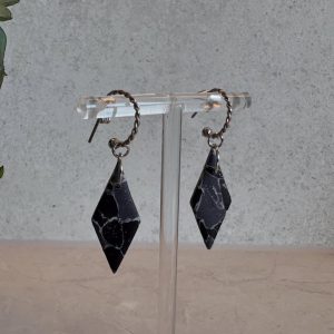 Diamond black granite earrings