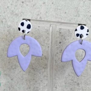 purple earrings with a speckled stud